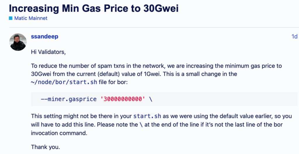 Polygon network increases gas fees to tackle spam 1