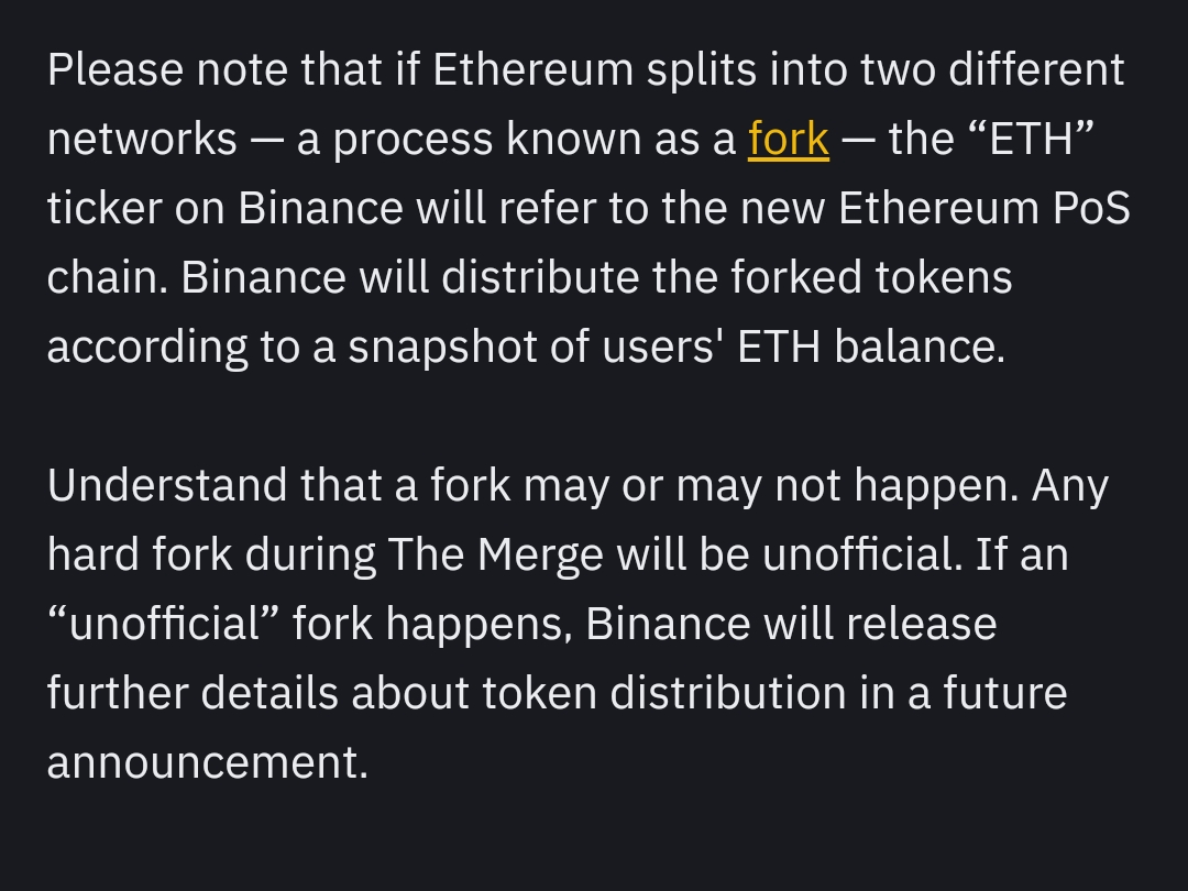 Binance warns users ahead of "ETH merge" scam 2