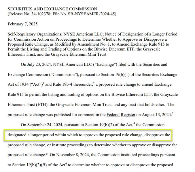 SEC postpones BlackRock's ETH ETF Options Application. Source: SEC.gov